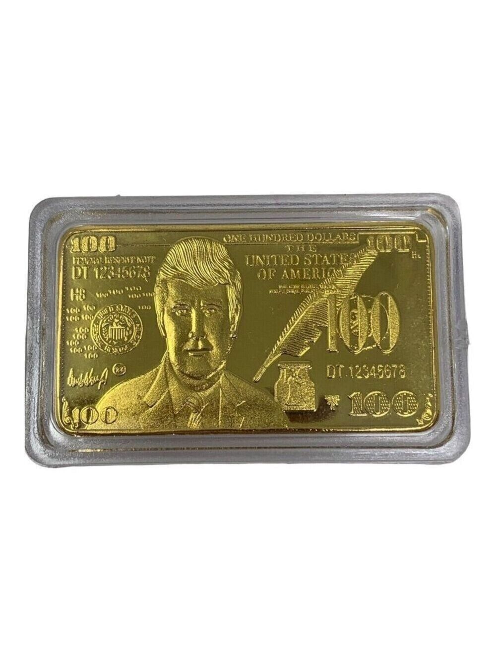 Donald Trump 24K Gold Foil Bullion $100 Dollar Art Bar US President Collectible
